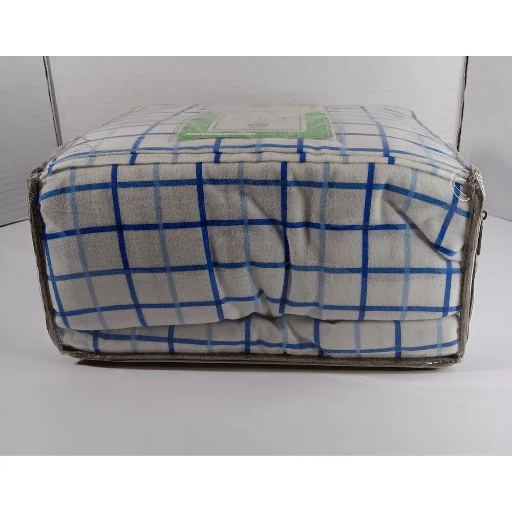 Martha Stewart Collection Flannel Full Sheet Set Kids Frosted Windowpane Cotton
